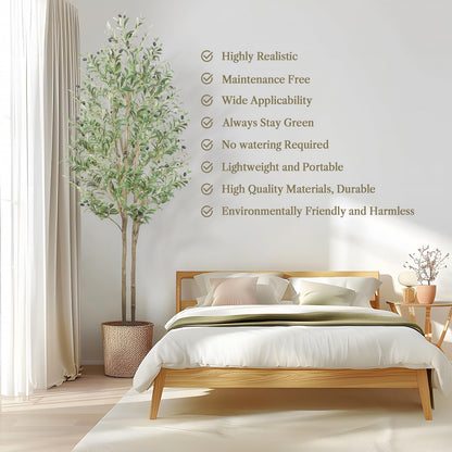 Alupssuc Olive Tree Artificial Plants with Lifelike Olive Leaves, Outdoor Indoor Fake Plants for Home Living Room Bedroom Balcony Corner Office Garden Decor, 150CM