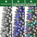 SHareconn 7.5ft Prelit Snow Flocked Artificial Hinged Slim Pencil Christmas Tree, with Remote Controlled Multi-Color RGB Lights, Full Branch Tips,Good Choice Decoration for Xmas Holiday,7.5 FT, Green - SHareconn