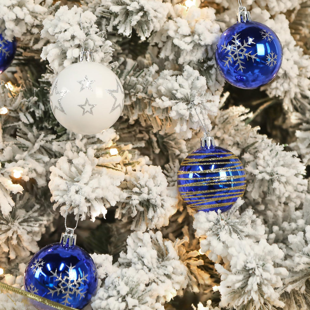 30ct 2.36 Inch Blue & White Christmas Tree Balls Ornaments
