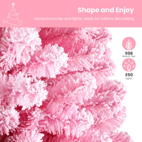 7.5ft Prelit Warm White Lights Snow Flocked Artificial Holiday Christmas Tree