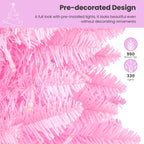 SHareconn 6ft Prelit Premium Artificial Hinged Christmas Tree with Remote Control,Timer,and 330 Warm White & Color LED Changing Lights,950 Branch Tips,Perfect Choice for Xmas Decoration,6 FT,Pink - SHareconn