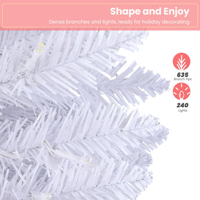 SHareconn 6ft Prelit Artificial Hinged Slim Pencil Christmas Tree, Pre-Lit 240 Warm White & Multi-Color Lights with Remote Control, Full Branch Tips, First Choice Decorations for X-mas, 6 FT White - SHareconn