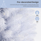 SHareconn 6ft Prelit Premium Artificial Hinged Christmas Tree with Remote Control,Timer, Warm White & Color LED Changing Lights, Branch Tips, Perfect Choice for Xmas Decoration, 6 FT,White - SHareconn