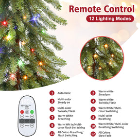 4ft Prelit Artificial Wooden Pole Pencil Christmas Tree with Remote, Pre-Lit 100 Warm White & Multi-Color Lights, 209 Branch Tips, Skinny Tree for Xmas Holiday Decoration, 4 FT - SHareconn