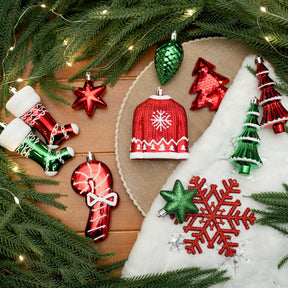 85ct RedGreenWhite Christmas Balls Ornaments Set with Hanging Strings