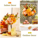 2Pcs Artificial Fall Thanksgiving 7inch Autumn Faux Bouquet Flowers (Yelow&Orange) - SHareconn