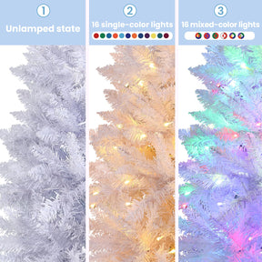 SHareconn 7.5ft Prelit Artificial Hinged Slim Pencil Christmas Tree, with Remote Controlled Multi-Color RGB Lights, Full Branch Tips, Perfect Choice Decoration for Xmas Holiday, 7.5 FT, White - SHareconn