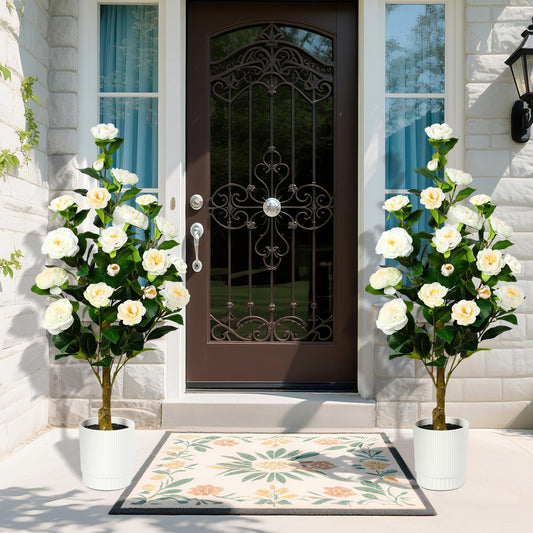 2 Pack Faux White Camellia Tree, 3FT/4FT