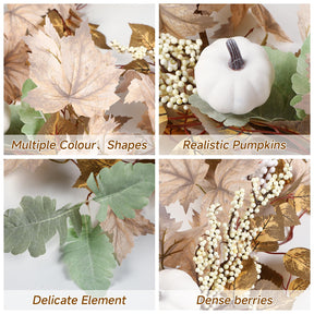 6FT Fall Garland Decor White Pumpkin & Maple Leaves Garland(White) - SHareconn