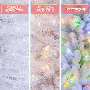 SHareconn 5ft Prelit Artificial Hinged Slim Pencil Christmas Tree, Pre-Lit 180 Warm White & Multi-Color Lights with Remote Control, Full Branch Tips, First Choice Decorations for X-mas, 5 FT White - SHareconn
