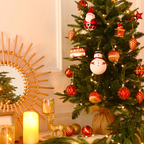 100 Pcs Red & Gold Christmas Ball Ornaments Set with Hanging Rope