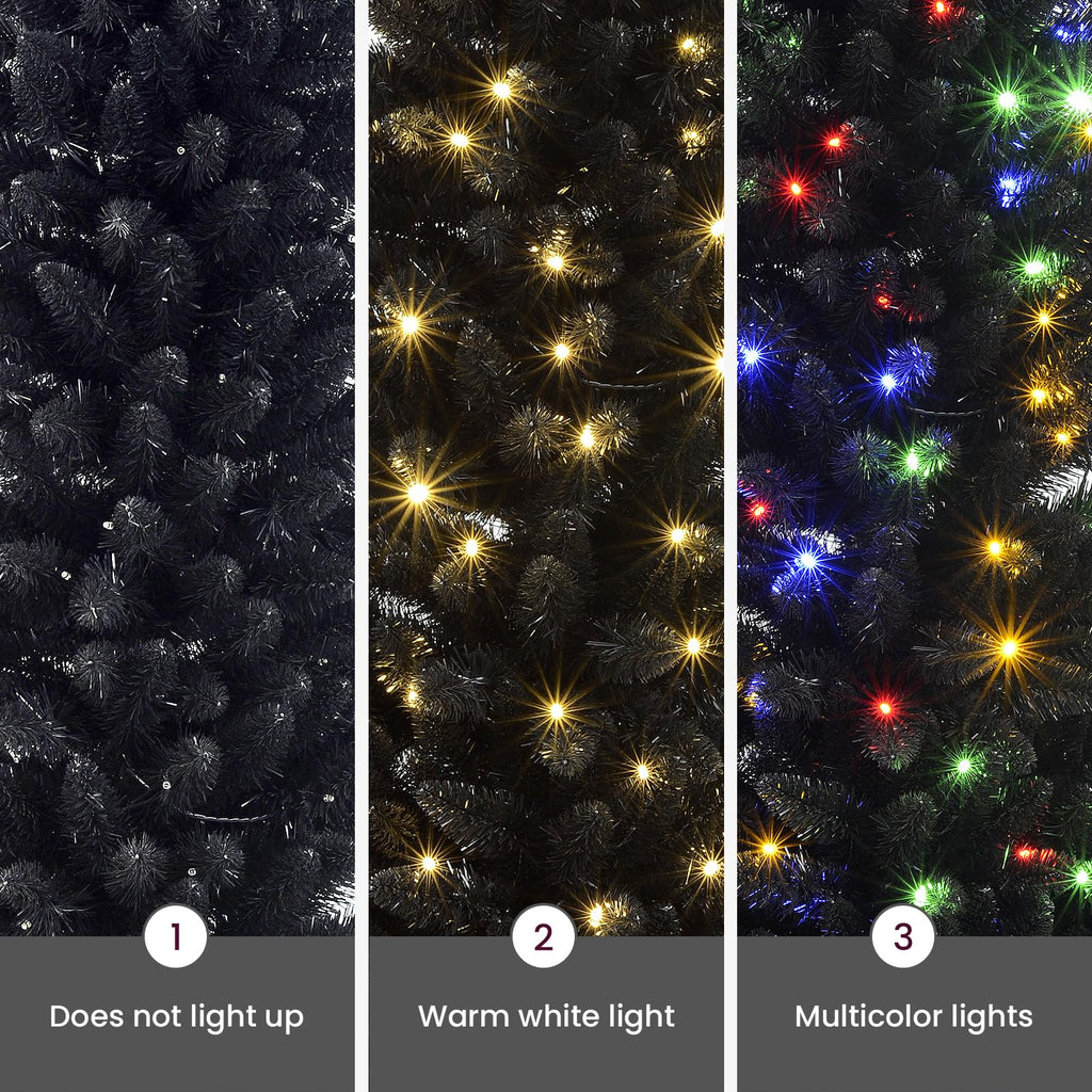 SHareconn 4ft Premium Prelit Artificial Hinged Slim Pencil Christmas Tree with Remote Control, 100 Warm White & Multi-Color Lights, Full Branch Tips, First Choice Decorations for X-mas, 4 FT, Black - SHareconn