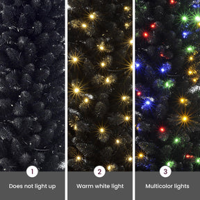 SHareconn 4ft Premium Prelit Artificial Hinged Slim Pencil Christmas Tree with Remote Control, 100 Warm White & Multi-Color Lights, Full Branch Tips, First Choice Decorations for X-mas, 4 FT, Black - SHareconn