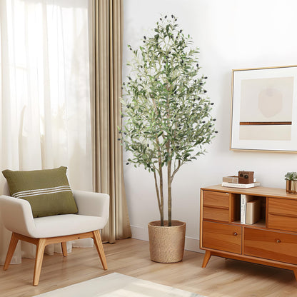 Artificial Olive Tree, Fake Olive Tree with Lifelike Olive Leaves, Faux Olive Tree Indoor Outdoor for Home Living Room Bedroom Balcony Corner Office Garden Decor