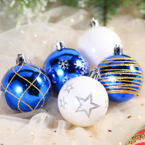 30ct 2.36 Inch Blue & White Christmas Tree Balls Ornaments