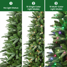 7ft Prelit Artificial Hinged Upgraded Christmas Tree with Remote, 660 Pre-Lit Multi-Color RGB Lights and 1975 PE & PVC Branch Tips, Perfect Choice for Xmas Decoration, 7 FT - SHareconn