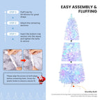 SHareconn 6ft Prelit Artificial Hinged Slim Pencil Christmas Tree, with Remote Controlled Multi-Color RGB Lights, Full Branch Tips, Perfect Choice Decoration for Xmas Holiday, 6 FT, White - SHareconn