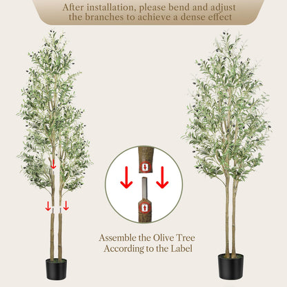 Alupssuc Olive Tree Artificial Plants with Lifelike Olive Leaves, Outdoor Indoor Fake Plants for Home Living Room Bedroom Balcony Corner Office Garden Decor, 150CM