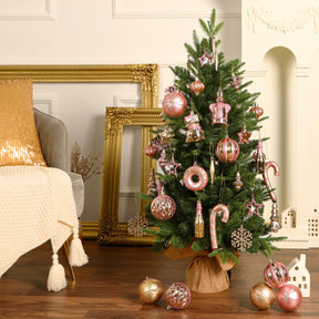 70 pcs Pink and Gold Christmas Ball Ornament Set