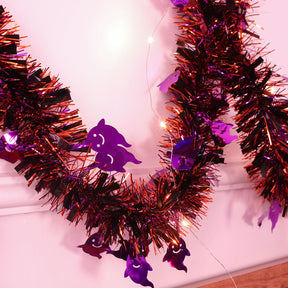 6 Pieces Total 50 FT Halloween Tinsel Garland with Ghost Sequins-Black Orange&Purple - SHareconn