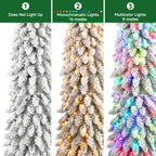 3FT Pre-Lit Snow Flocked Pencil Christmas Tree with Remote Controlled Multi-Color RGB Lights