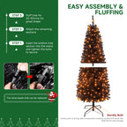 SHareconn 4ft Prelit Artificial Hinged Slim Pencil Christmas Tree with Warm White Lights, Full Branch Tips, Perfect Choice Decoration for Xmas Holiday, 4 FT, Black - SHareconn