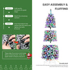 SHareconn 7.5ft Prelit Snow Flocked Artificial Hinged Slim Pencil Christmas Tree, with Remote Controlled Multi-Color RGB Lights, Full Branch Tips,Good Choice Decoration for Xmas Holiday,7.5 FT, Green - SHareconn