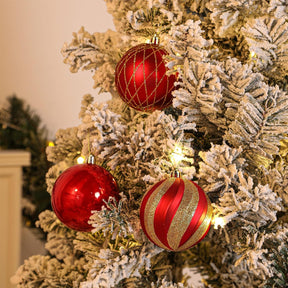 12PCS 80mm Red & Gold Christmas Balls Ornaments with Lanyard