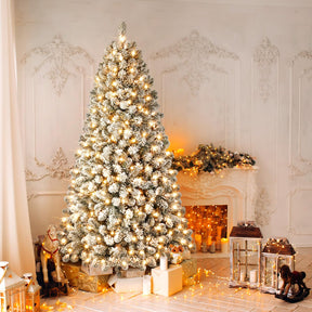 SHareconn 4ft Prelit Snow Flocked Artificial Holiday Christmas Tree with 100 Warm White Lights, Foldable Stand, Full Snow Branch Tips for Home, Office, Party Decoration, 4 FT, White - SHareconn