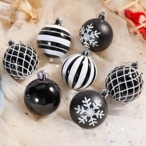 30ct 6CM Inch Black & White Christmas Tree Balls Ornaments