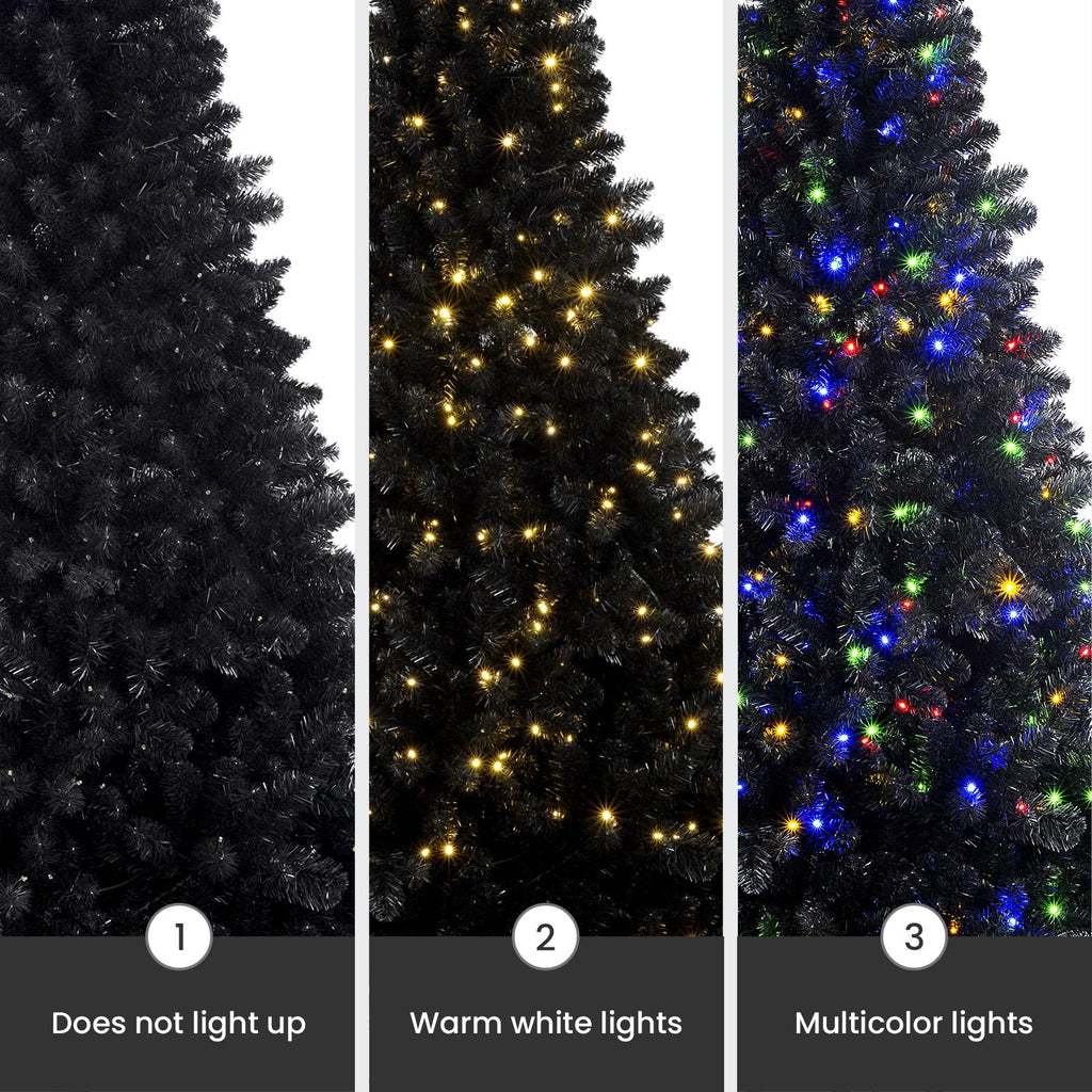 SHareconn 6ft Prelit Premium Artificial Hinged Christmas Tree with Remote Control,Timer,and 330 Warm White & Color LED Changing Lights,950 Branch Tips,Perfect Choice for Xmas Decoration,6 FT,Black - SHareconn