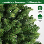 7.5ft Prelit Premium Artificial Hinged Full Christmas Tree with Remote Control, Timer, 600 Warm White & Colored Changing Lights, 1943 Branch Tips, Perfect Choice for Xmas Decoration, 7.5 FT - SHareconn