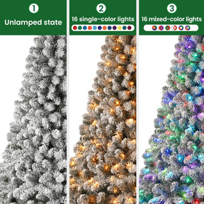 SHareconn 7ft Prelit Snow Flocked Artificial Holiday Christmas Tree with Remote (Upgraded), 400 Pre-Lit Multi-Color RGB Lights, Full Snow Branch Tips for Home, Office, Party Decoration, 7 FT - SHareconn