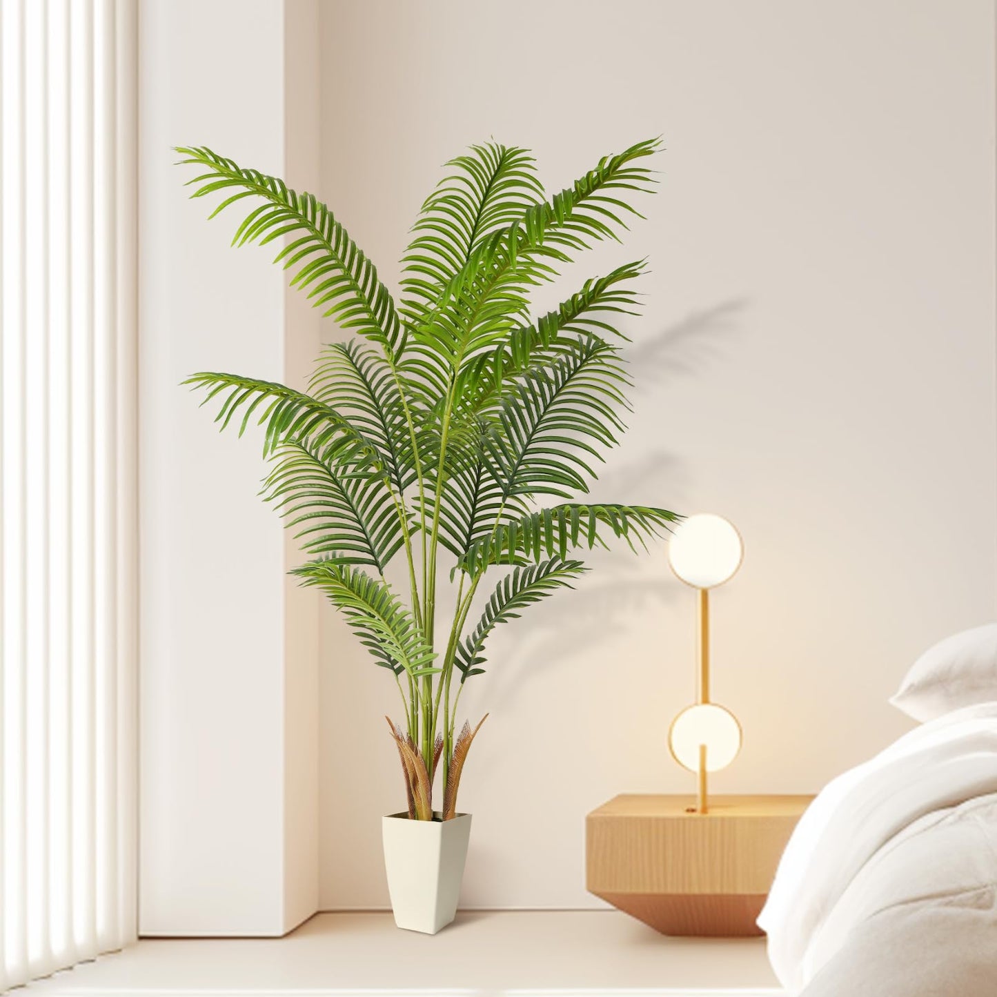 5FT Artificial Palm Tree with White Planter