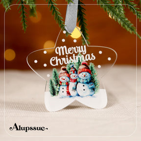 5Pcs Christmas Classic 3.54 Inch Acrylic Christmas Ornaments Set