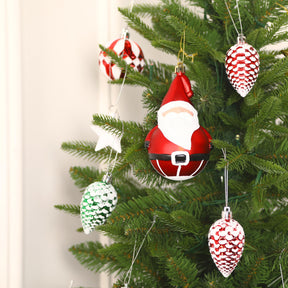 100 Pcs Red & Green & White Christmas Ball Ornaments Set with Hanging Rope