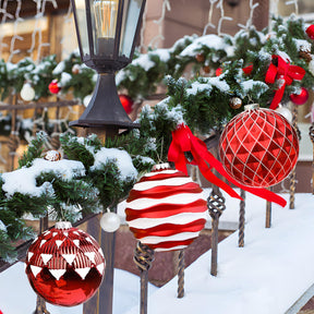 4Pcs 6''/150mm Red & White Large Christmas Ball Ornaments with Hooks