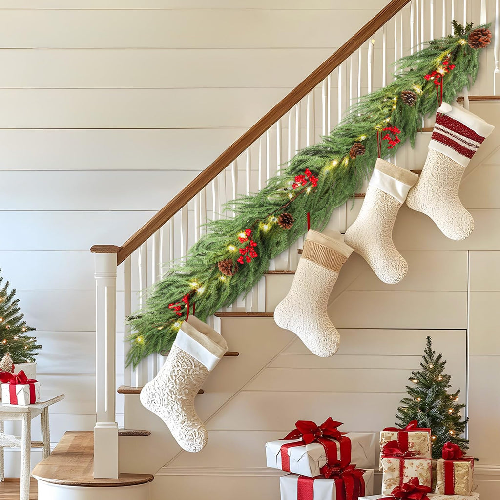 9FT Prelit Faux Garland Christmas Decorations