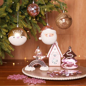 65pcs Macaron Pink Christmas Balls Ornaments Set with Hanging Strings