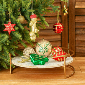 96pcs Red Green & Gold Forest Theme and Animal Designs Christmas Tree Ornaments Set