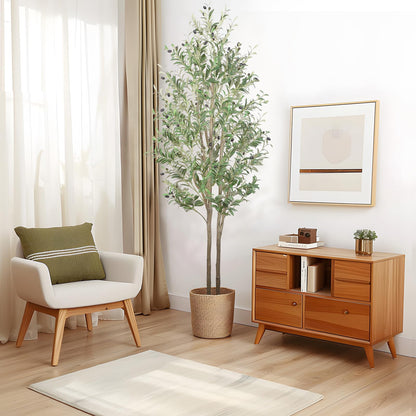 Alupssuc Olive Tree Artificial Plants with Lifelike Olive Leaves, Outdoor Indoor Fake Plants for Home Living Room Bedroom Balcony Corner Office Garden Decor, 150CM