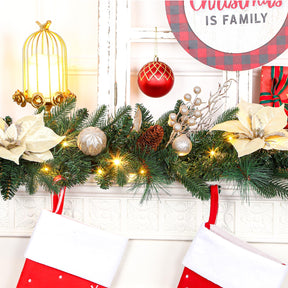 6-Foot Pre-Lit Champagne Gold with Ball Ornament Christmas Garland