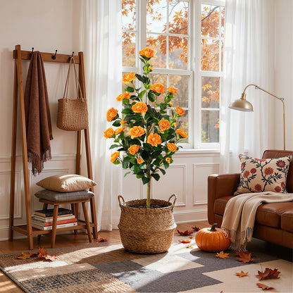 2 Pack Faux Orange Camellia Tree, 3FT/4FT