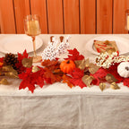 6FT Fall Garland Decor Red Pumpkin & Maple Leaves Garland (Harvest Red) - SHareconn