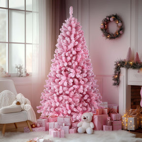 7.5ft Prelit Warm White Lights Snow Flocked Artificial Holiday Christmas Tree