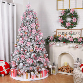 24 Pcs Pink & Silver Boxed 12Pcs Poinsettias Artificial Christmas Flowers+12Pcs Holly Berry Stems for Christmas Tree Decor