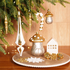 52pcs White & Gold Forest Theme Christmas Tree Ornaments Set
