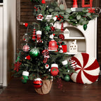 85ct RedGreenWhite Christmas Balls Ornaments Set with Hanging Strings