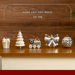 82pcs Gold and White Christmas Balls Ornaments Set with Hanging Strings