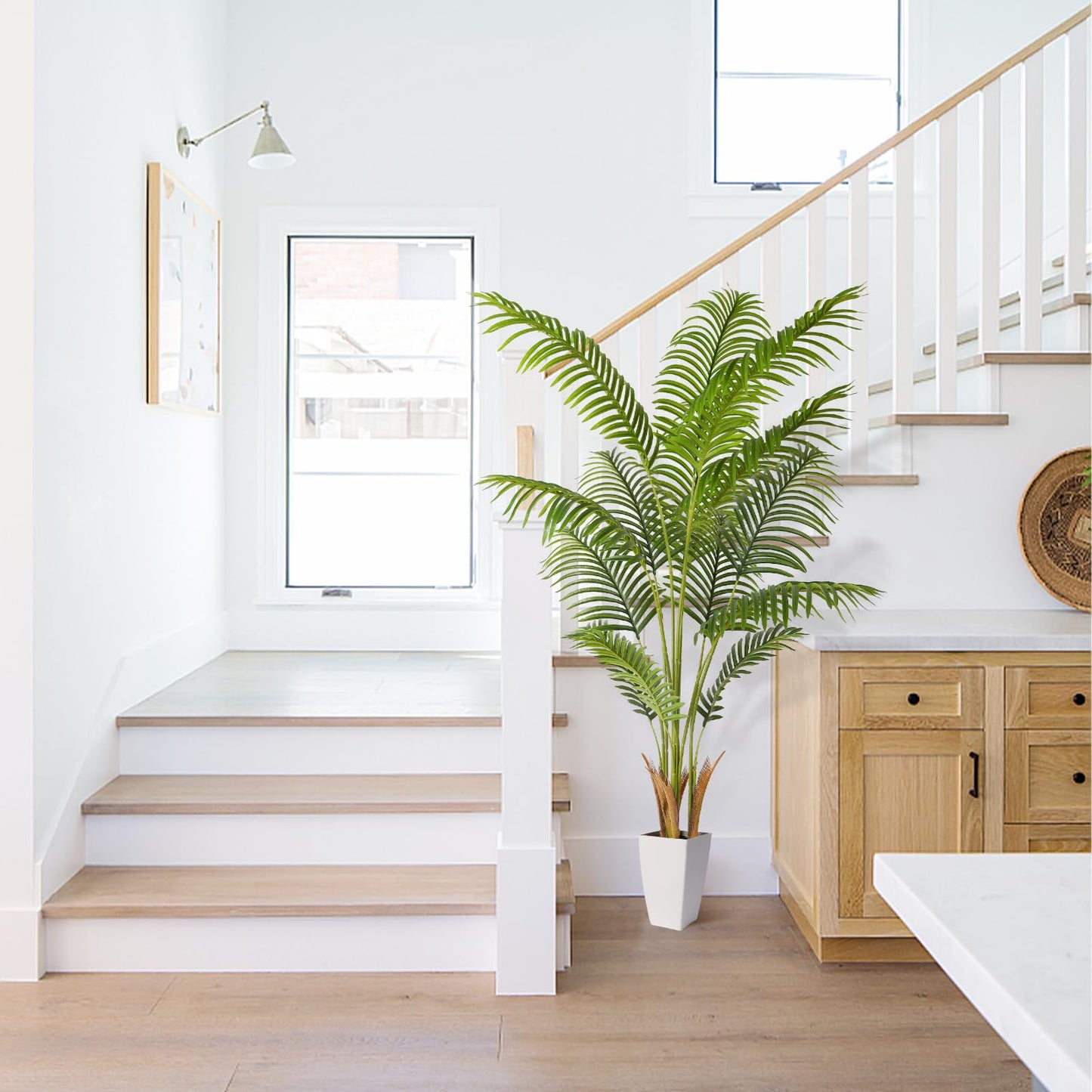 5FT Artificial Palm Tree with White Planter